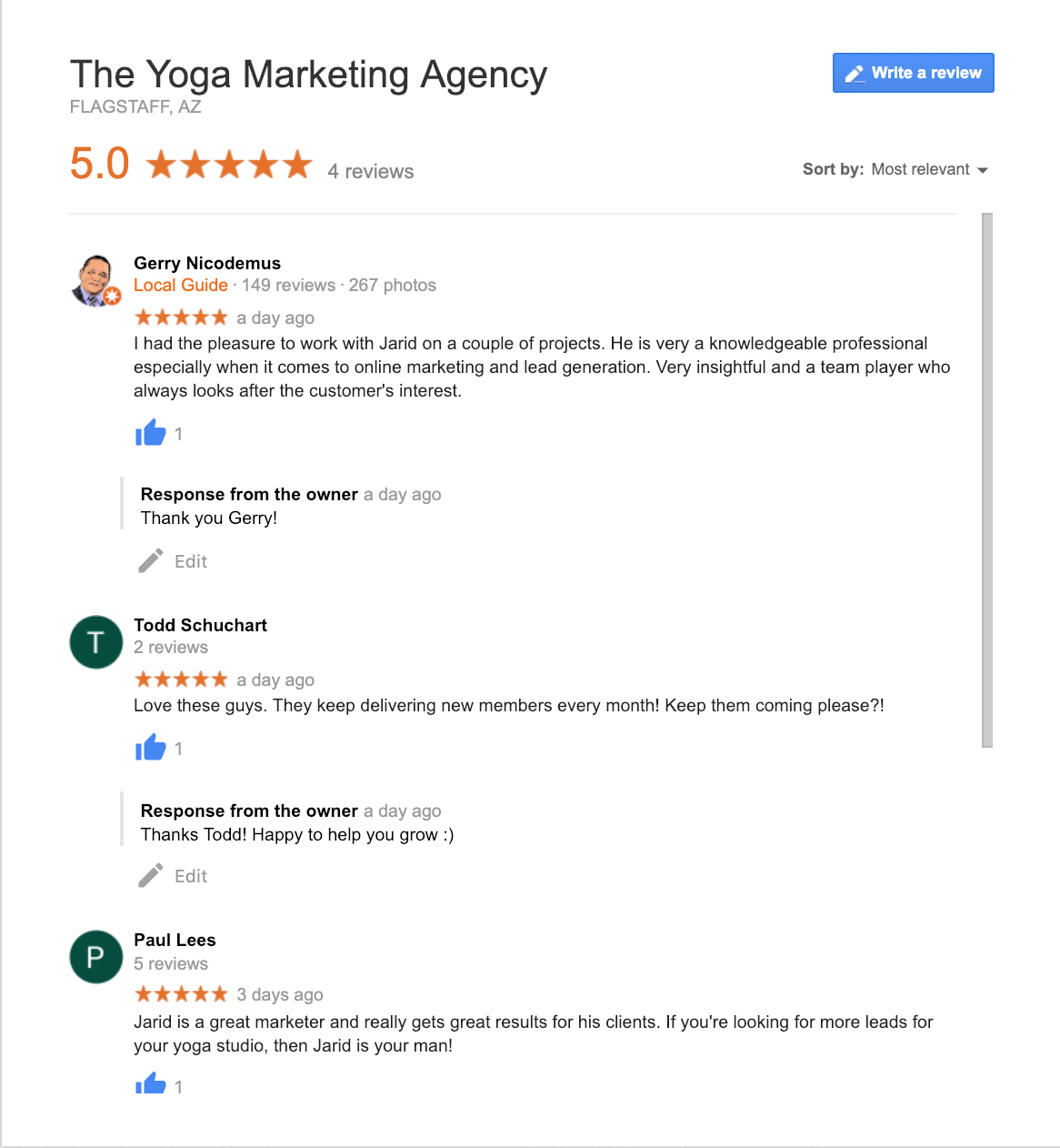 The Yoga Marketing Agency - 5 Star Google Reviews
